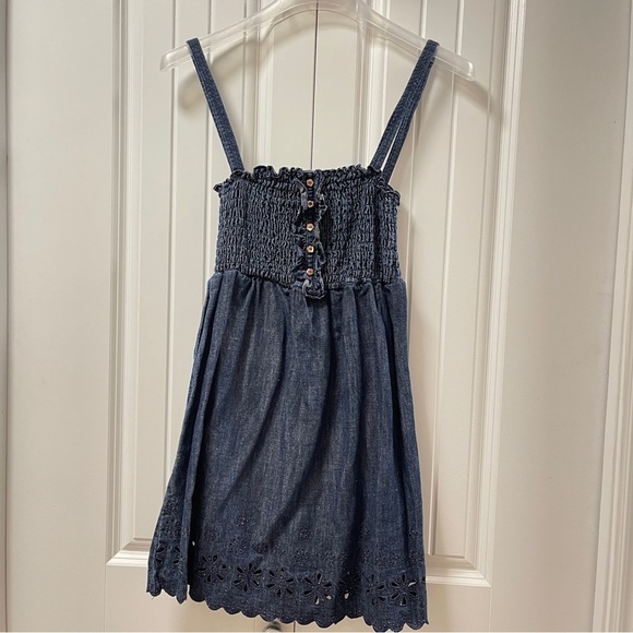 JUICY COUTURE Cotton Linen Denim Eyelet Dress Navy - S - Picture 5 of 11